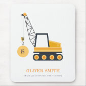 Gelbe Baukrane Monogramm Boys Mousepad (Vorne)