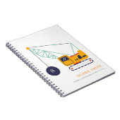 Gelbe Baukrane Monogramm Boys Notizblock (Rechte Seite)