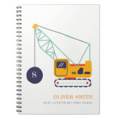 Gelbe Baukrane Monogramm Boys Notizblock (Vorderseite)