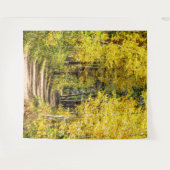Gelbe Baumstraße // Wandern im Herbst Wandteppich (Vorderseite (Horizontal))