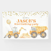 Gelbe Bauwagen Geburtstag Große Banner (Horizontal)