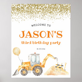 Gelbe Bauweise Geburtsdatum Begrüßungszeichen Poster