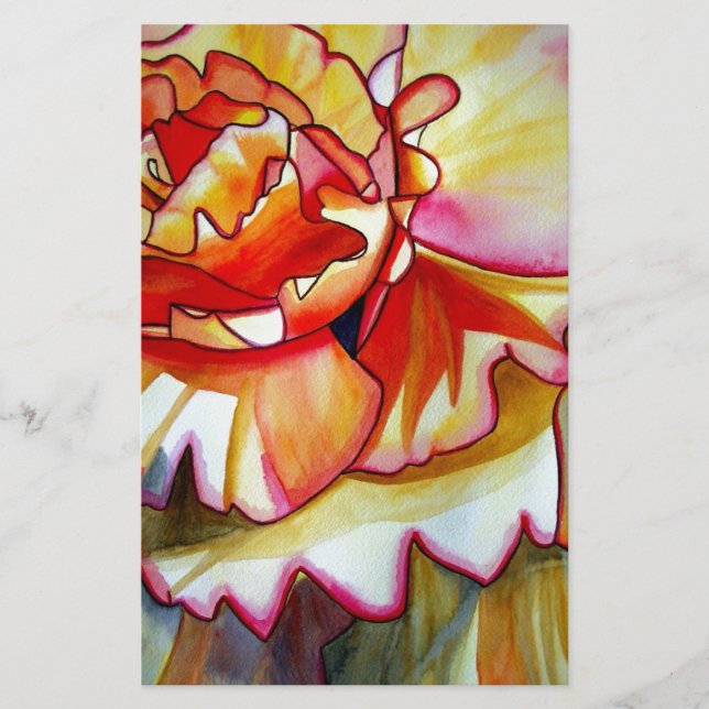 Gelbe Begonia Blume Aquarellkunst (Vorderseite)