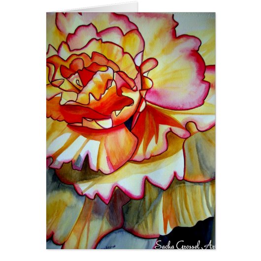 Gelbe Begonia Blume Aquarellkunst (Vorne)