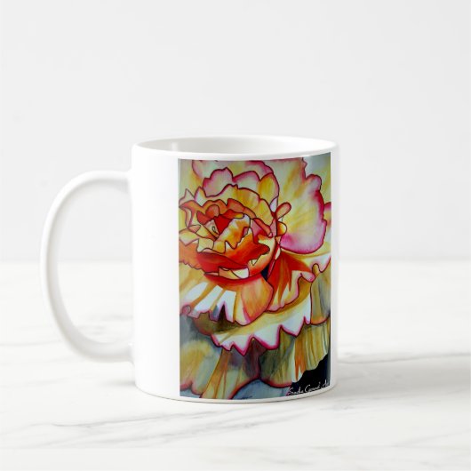 Gelbe Begonia Blume Aquarellkunst Kaffeetasse (Links)