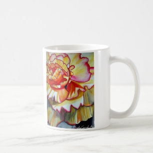 Gelbe Begonia Blume Aquarellkunst Kaffeetasse