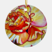 Gelbe Begonia Blume Aquarellkunst Keramik Ornament (Vorne)