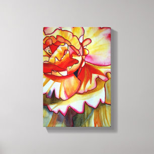 Gelbe Begonia Blume Aquarellkunst Leinwanddruck