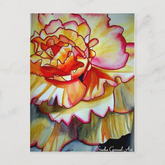 Gelbe Begonia Blume Aquarellkunst Postkarte (Vorderseite)