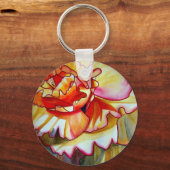 Gelbe Begonia Blume Aquarellkunst Schlüsselanhänger (Vorderseite)