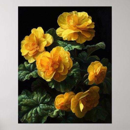 Gelbe Begonia-Blume Art Print Poster (Vorne)