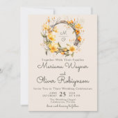 Gelbe Beige Einladung zur Blumenhochzeit (Vorderseite)