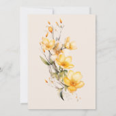 Gelbe Beige Einladung zur Blumenhochzeit (Rückseite)