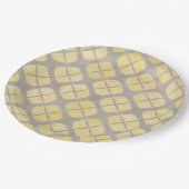 Gelbe Beige, Taupe Mitte des Jahrhunderts Modernes Pappteller (Schrägansicht)
