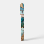 Gelbe Berggipfel-Wald-Buntglas-Kunst iPhone Hülle (Linke Seite)