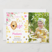 Gelbe Biene Foto Einladung (Vorderseite)