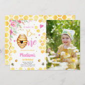 Gelbe Biene Foto Einladung (Vorne/Hinten)