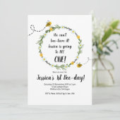 Gelbe Biene Rustikale Party Einladung 1. Geburtsta (Stehend Vorderseite)