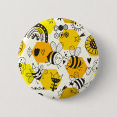 Gelbe Biene und Regenbogen-Design Button (Vorderseite)