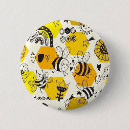 Gelbe Biene und Regenbogen-Design Button