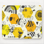Gelbe Biene und Regenbogen-Design Mousepad (Vorne)