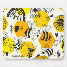 Gelbe Biene und Regenbogen-Design Mousepad