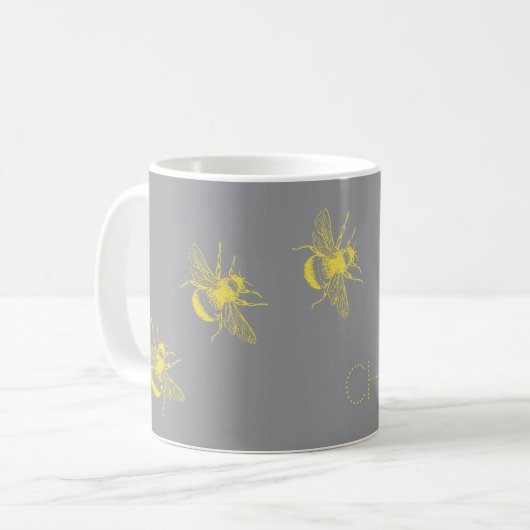 Gelbe Bienen-Tasse Kaffeetasse (Vorderseite Links)