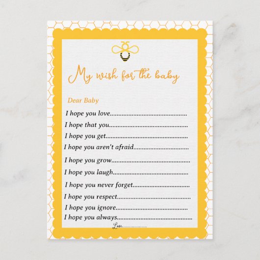 Gelbe Bienenthemen Geschlecht offenbaren Party-Spi Postkarte (Vorderseite)