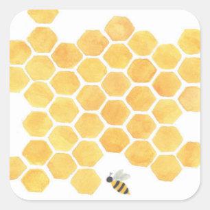 gelbe Bienenwabenbienen-Malereiaufkleber Quadratischer Aufkleber