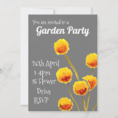 Gelbe Billy Button Blume Garten Party Funktion Einladung (Vorderseite)