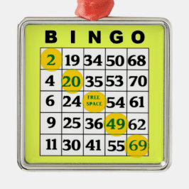 Gelbe BINGO-Karte | BINGO Lover's Geschenk Weihnac Ornament Aus Metall