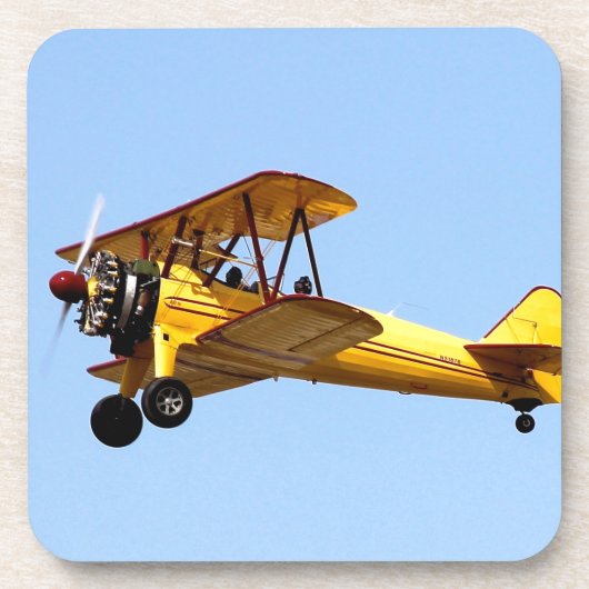 Gelbe Biplane Getränkeuntersetzer (Vorderseite)