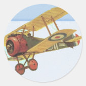 Gelbe Biplane Runder Aufkleber (Vorderseite)