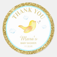 *~* Gelbe Birdie Glitzer Kinderdusche Danke