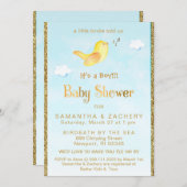 *~* Gelbe Birdie Glitzer Kinderdusche Einladung (Vorne/Hinten)