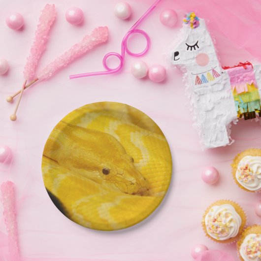 Gelbe birmanische Pythonschlange Pappteller (Party)