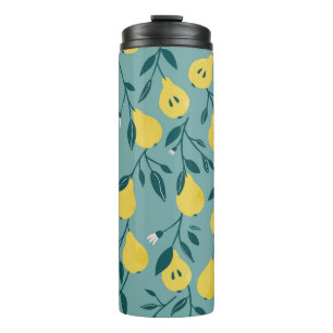 Gelbe Birne: Vintager Hintergrund Thermosbecher