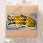 Gelbe Birnen auf blauem Papier Zeichnend Konservie (Insitu)