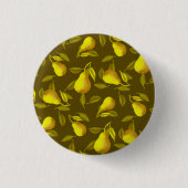 Gelbe Birnen auf dunkelgrünem Hintergrund Button (Vorderseite)