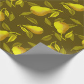 Gelbe Birnen auf dunkelgrünem Hintergrund Geschenkpapier (Ecke)