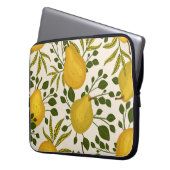 Gelbe Birnen Blätter Weißer Hintergrund Laptopschutzhülle (Vorderseite Links)