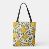 Gelbe Birnen Blätter Weißer Hintergrund Tasche (Rückseite)