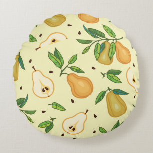 Gelbe Birnen: Vintage Illustration. Rundes Kissen
