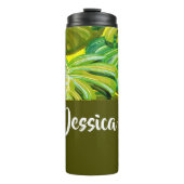 Gelbe Blätter aus Palm Thermosbecher (Vorderseite)