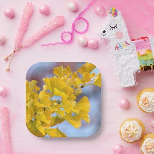 Gelbe Blätter Ginkgo Tree Pappteller (Party)