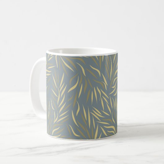 Gelbe Blätter Graues Muster Kaffeetasse (Vorderseite Links)