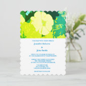 Gelbe Blätter Grün Blau Künstlerisch Boho Hochzeit Einladung (Stehend Vorderseite)