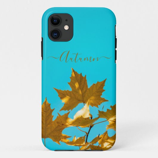 Gelbe Blätter in Monogramm-Fällen im Herbst Case-Mate iPhone Hülle (Rückseite)
