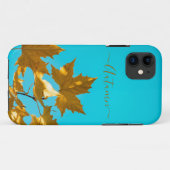 Gelbe Blätter in Monogramm-Fällen im Herbst Case-Mate iPhone Hülle (Rückseite (Horizontal))