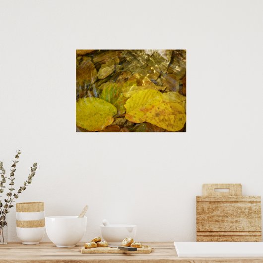 Gelbe Blätter in Stream Poster (Küche)